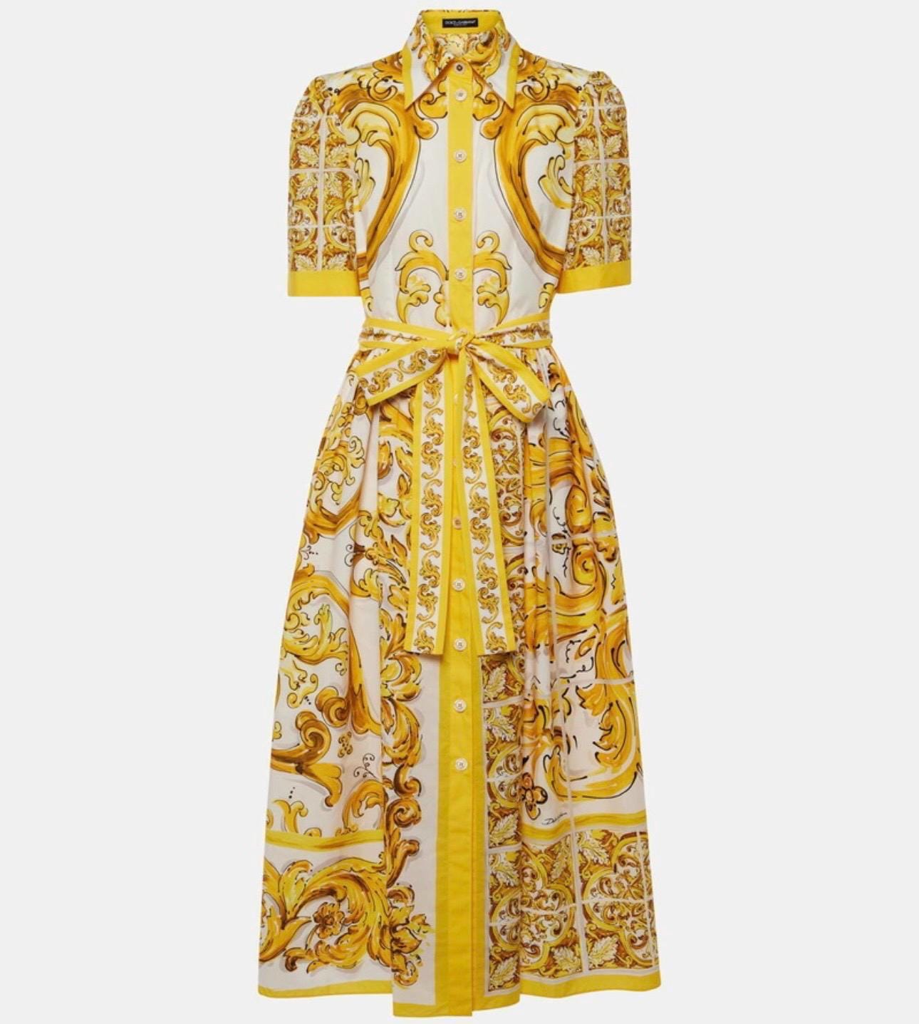 Handmade Italian Majolica Dress: Sicilian Porcelain Cotton Luxury