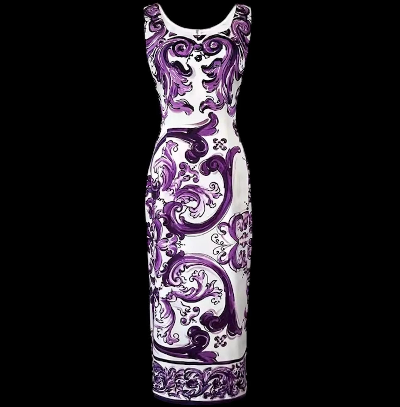 Handmade Italian Majolica Dress: Purple Cotton Summer Dress