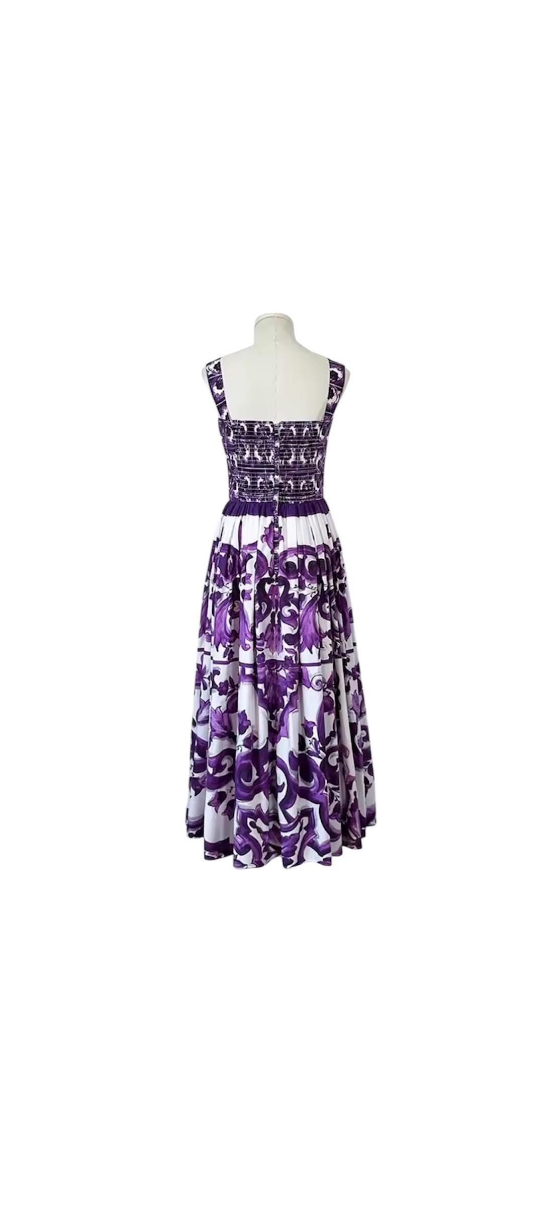 Handmade Majolica Print Cotton Dress: Italian Designer Summer Dress