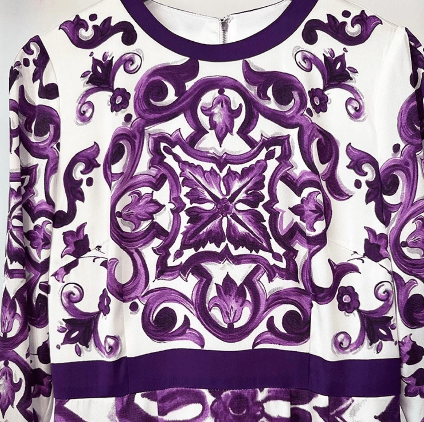 Italian Majolica Print Silk Dress: Designer Occasion Wear