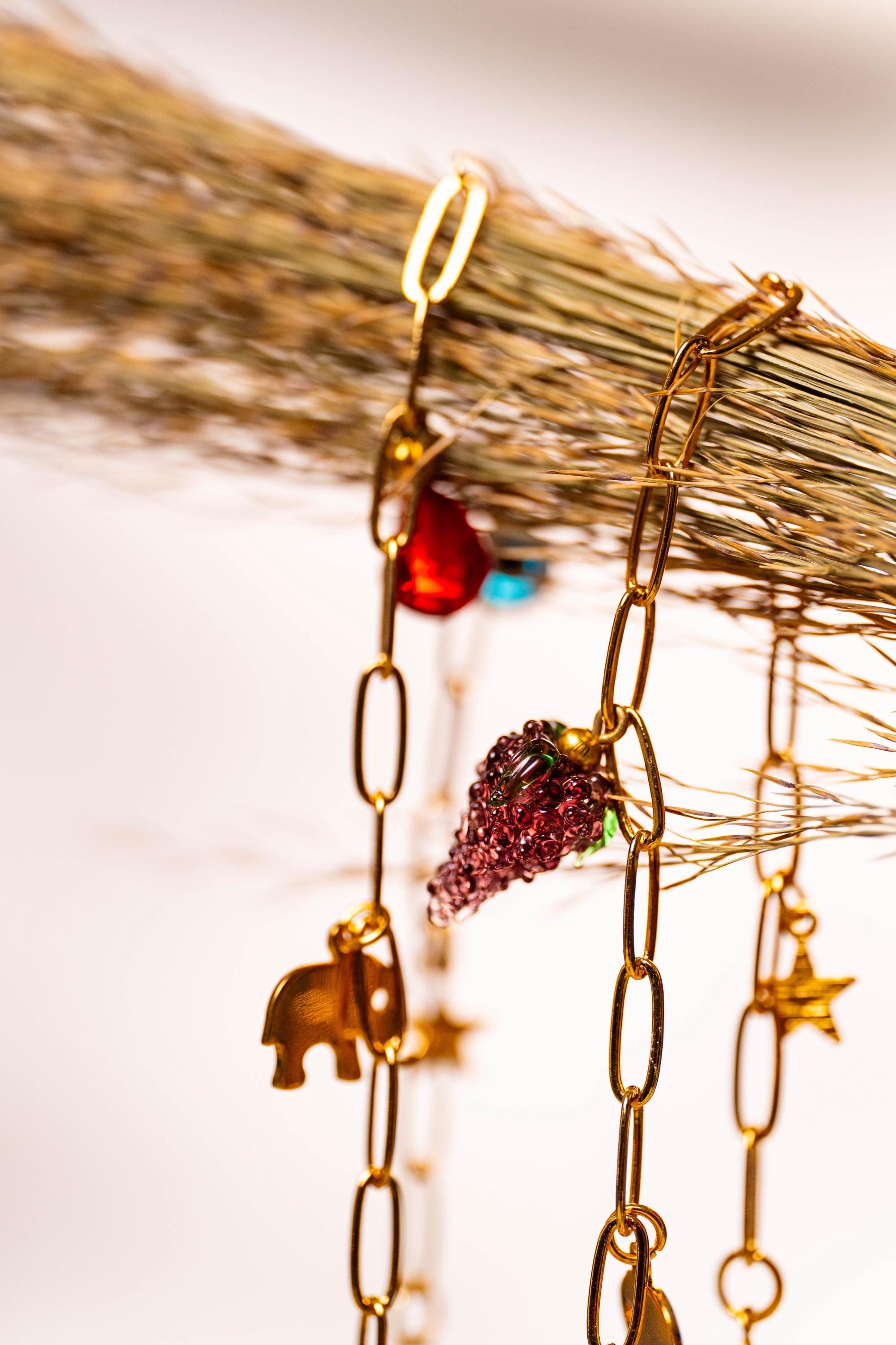 Handmade Murano Glass Gold plated Fruit Heart Charm Bracelet Unique gift