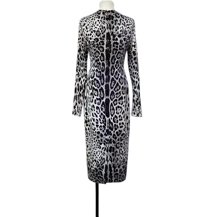 Italian Designer Leopard print long sleeve dress, occasional dress