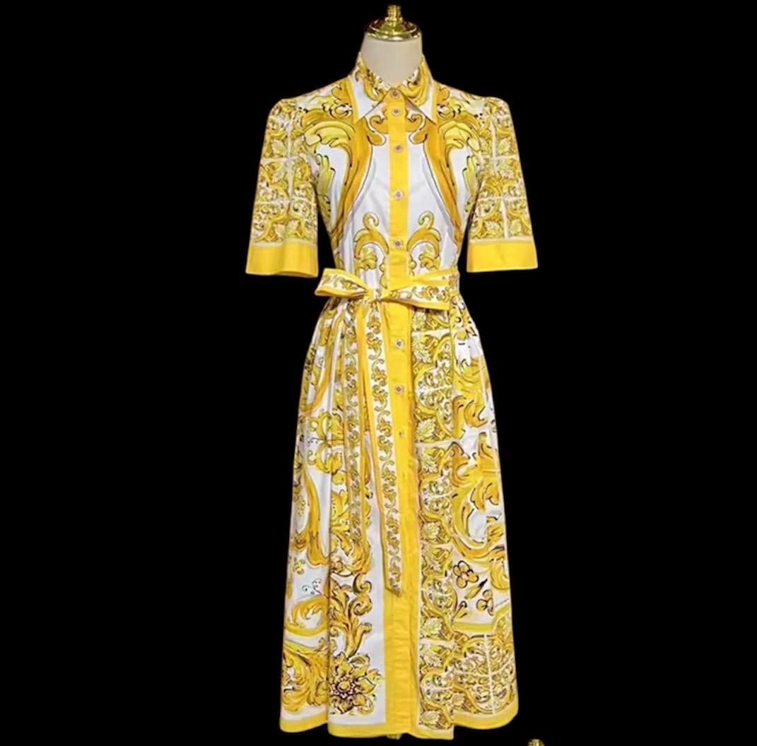 Handmade Italian Majolica Dress: Sicilian Porcelain Cotton Luxury