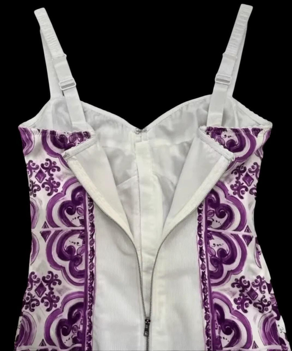 Italian Luxury Lavender Majolica 100% silk dress