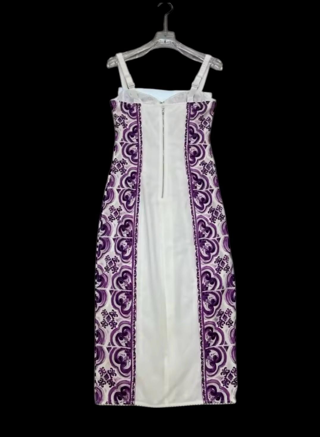 Italian Luxury Lavender Majolica 100% silk dress