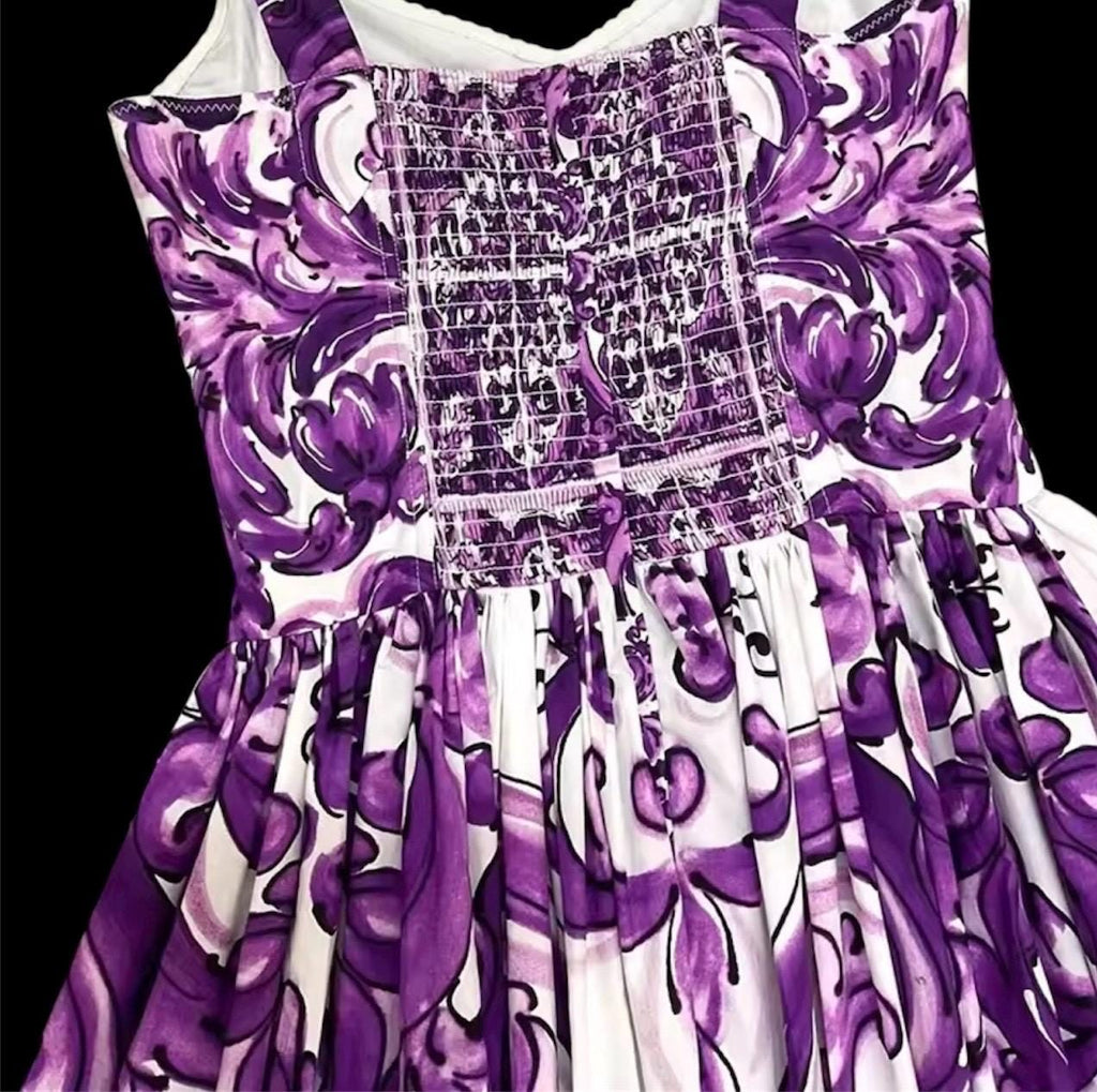 Handmade Italian Cotton Dress: Majolica Print Sicilian Style