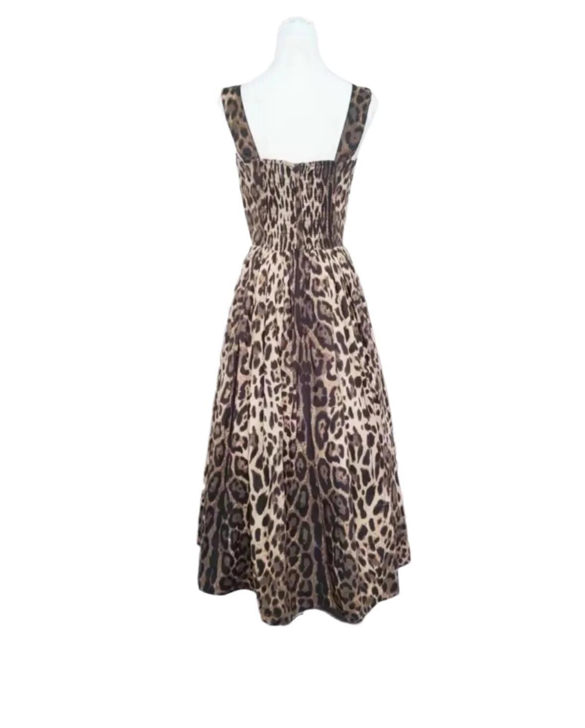 Italian designer Brown Leopard print push up 100% cotton dress