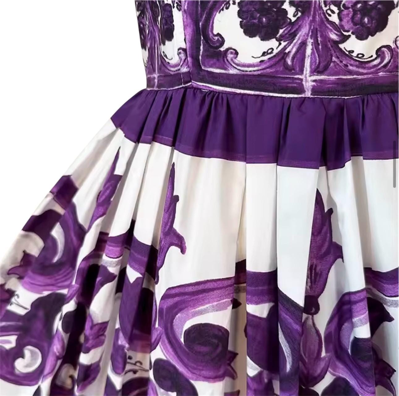 Handmade Majolica Print Cotton Dress: Italian Designer Summer Dress