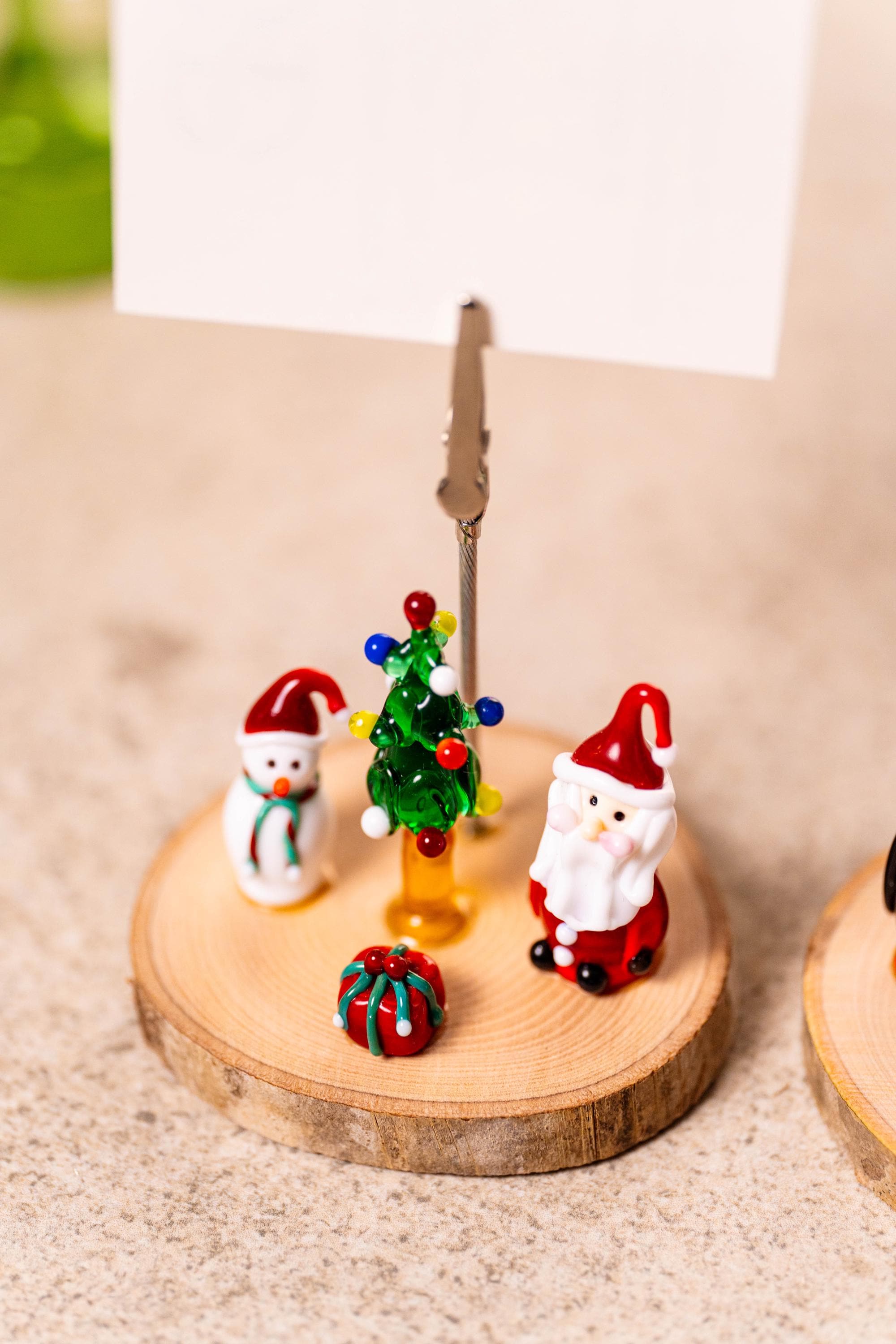Handmade Murano Glass Christmas Noteholder: Snowman or Penguin Clip