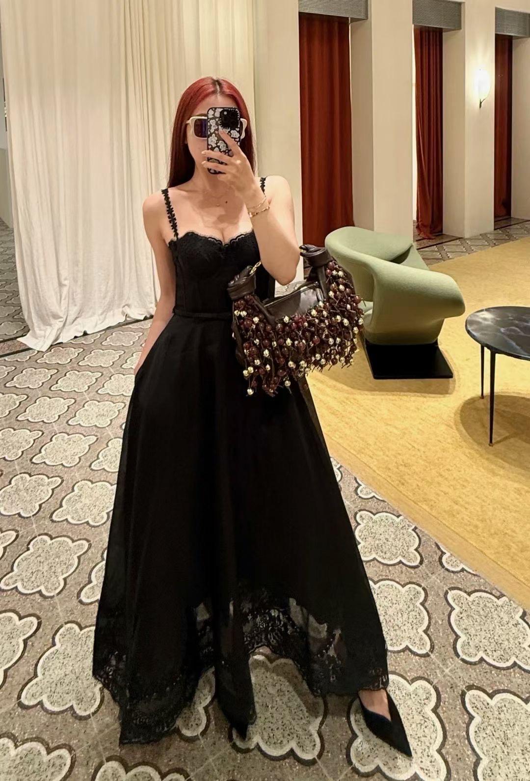Handmade Linen Silk Midi Dress: Italian Designer Black Dress