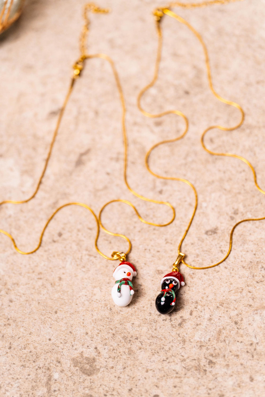 Handmade Murano Glass Christmas Necklace: Snowman or Penguin