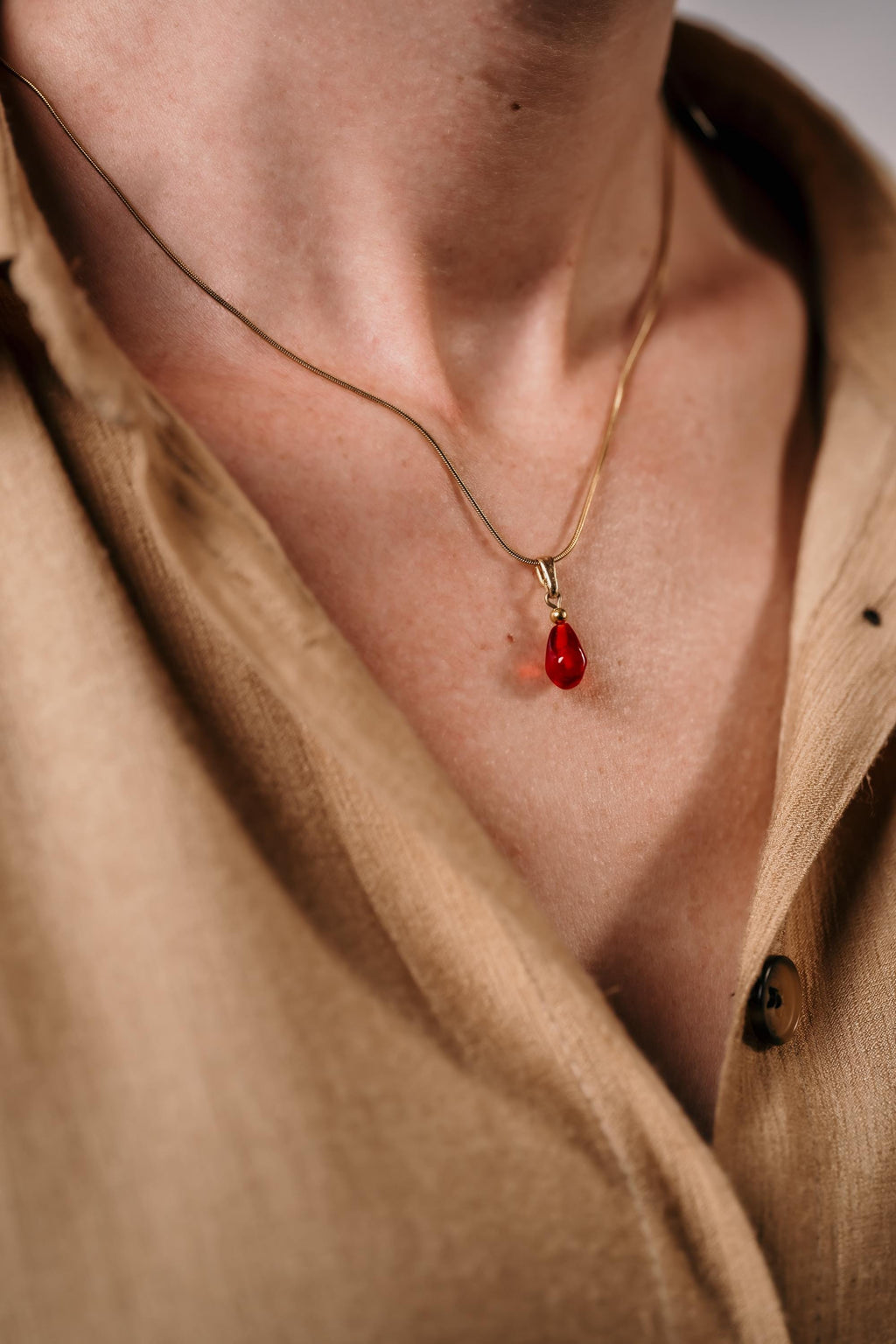 Handmade Murano Glass Pomegranate Necklace: Gold Plated Charm