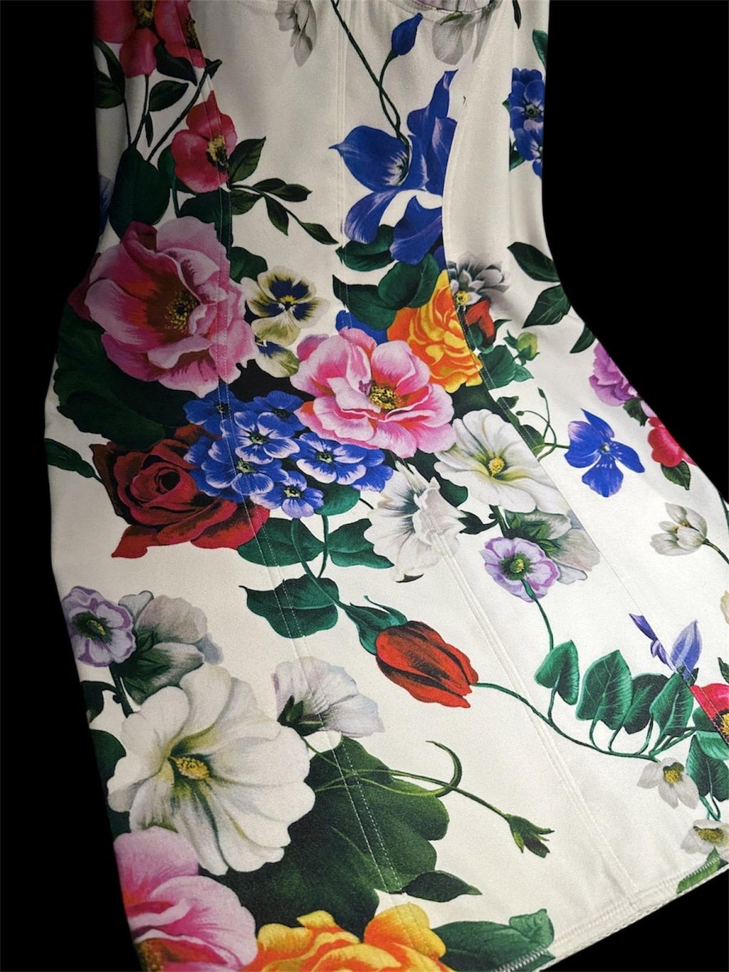 Floral Print Calf-Length Summer Dress: Roses & Peonies
