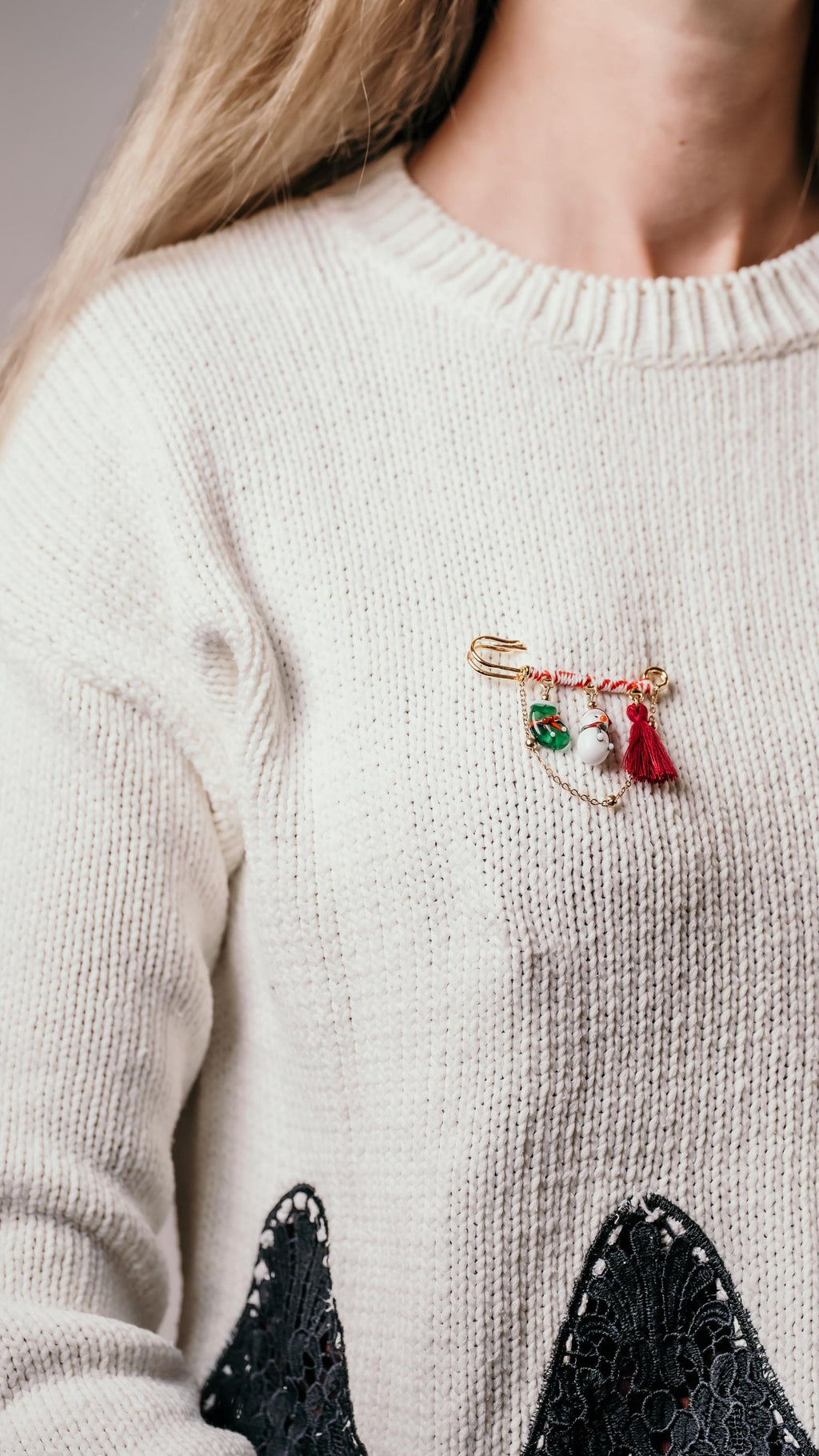 Handmade Murano Glass Christmas Brooch: Snowman or Penguin