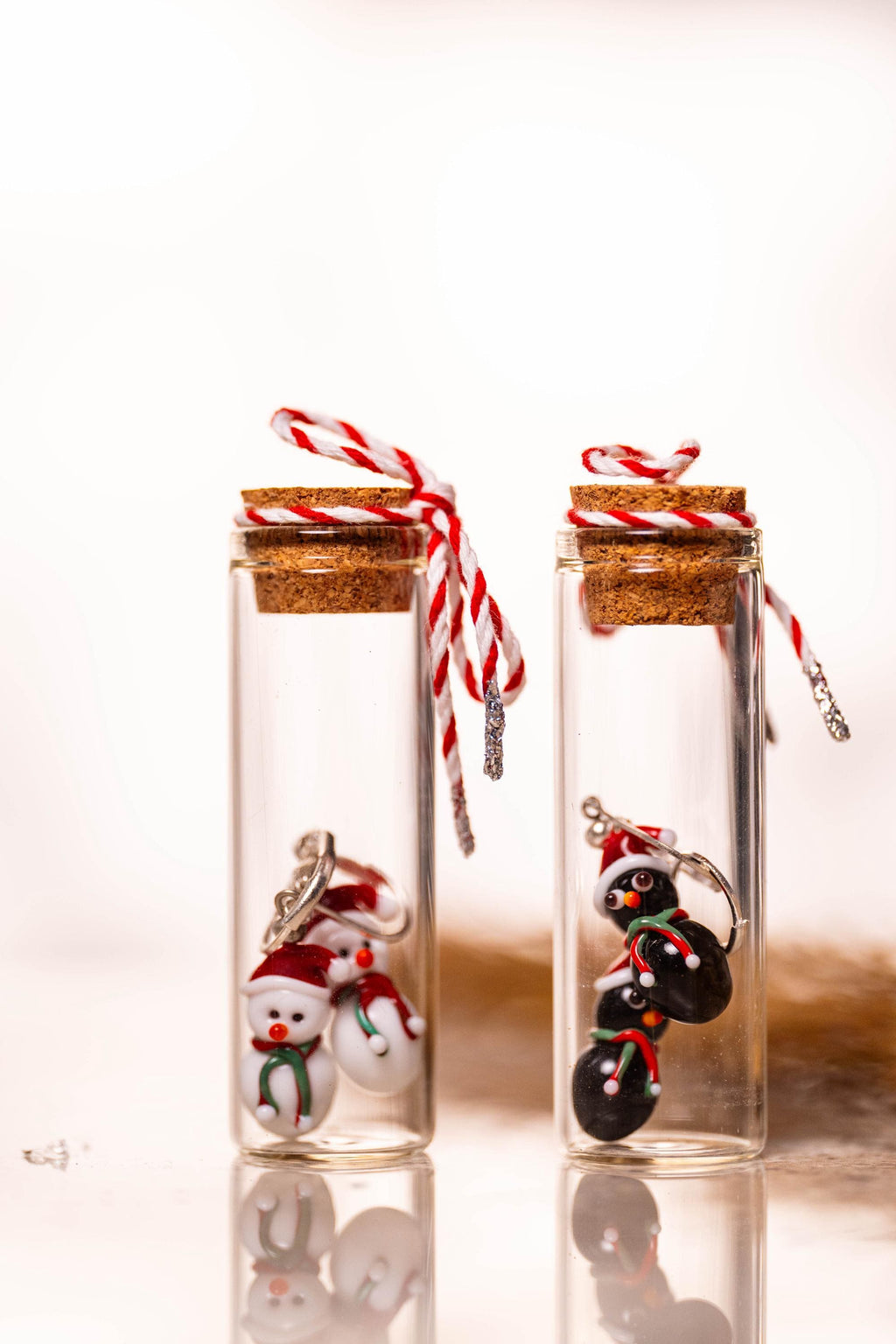 Handmade Murano Glass Christmas Earrings: Sterling Silver Snowman or Penguin