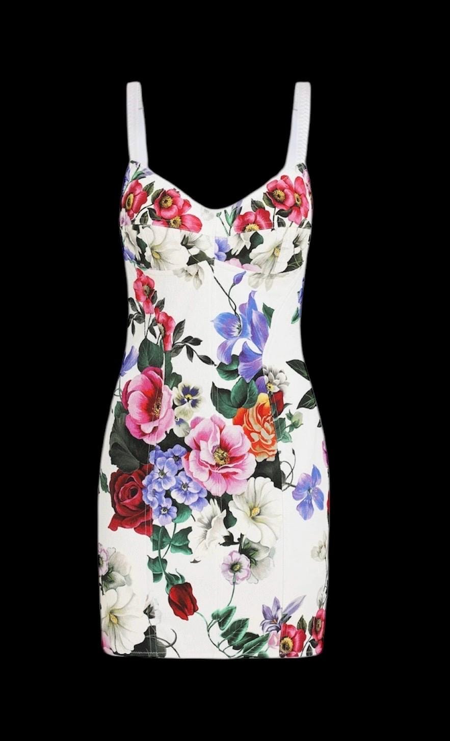 Floral Print Calf-Length Summer Dress: Roses & Peonies