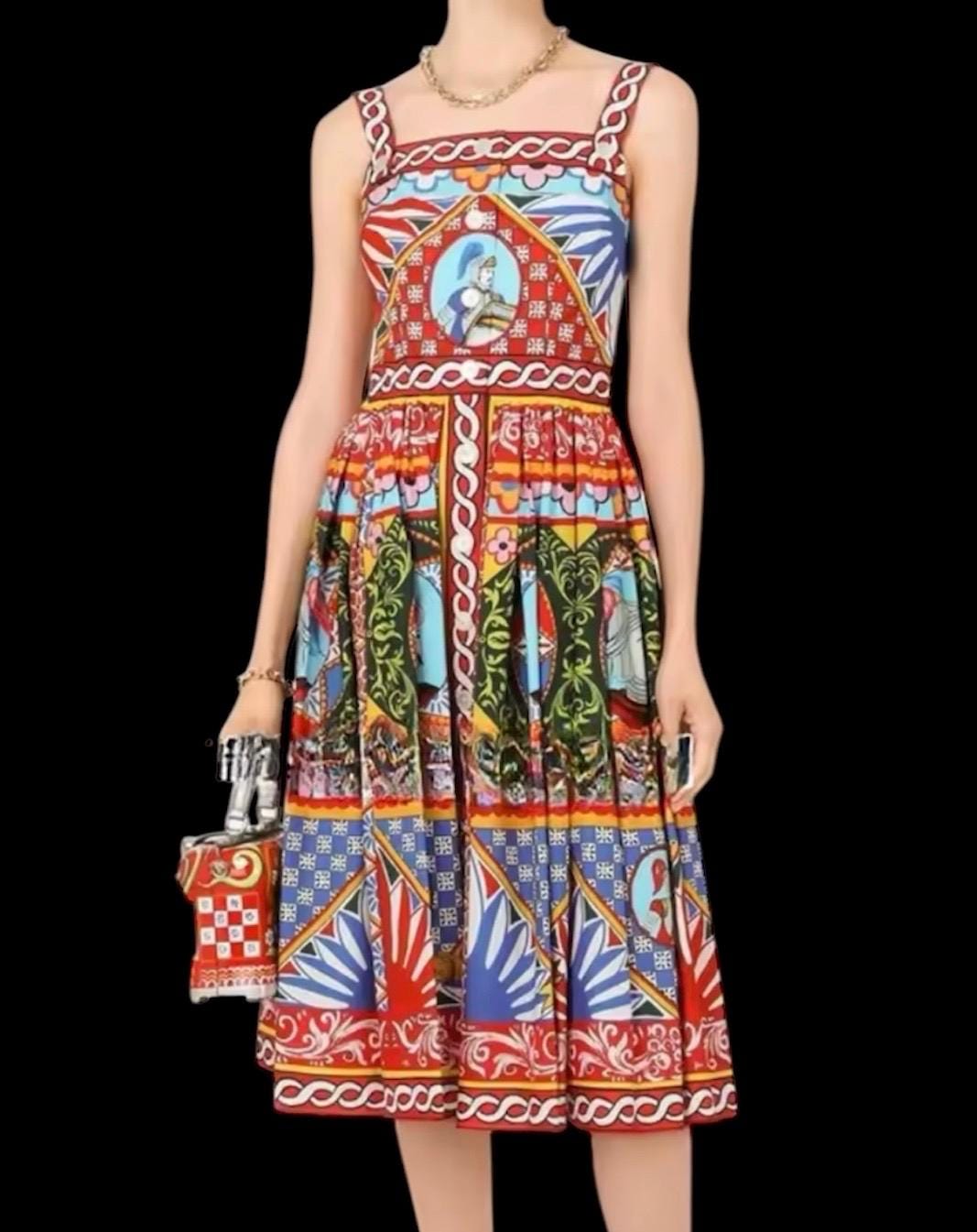Handmade Italian designer luxury print cotton dress