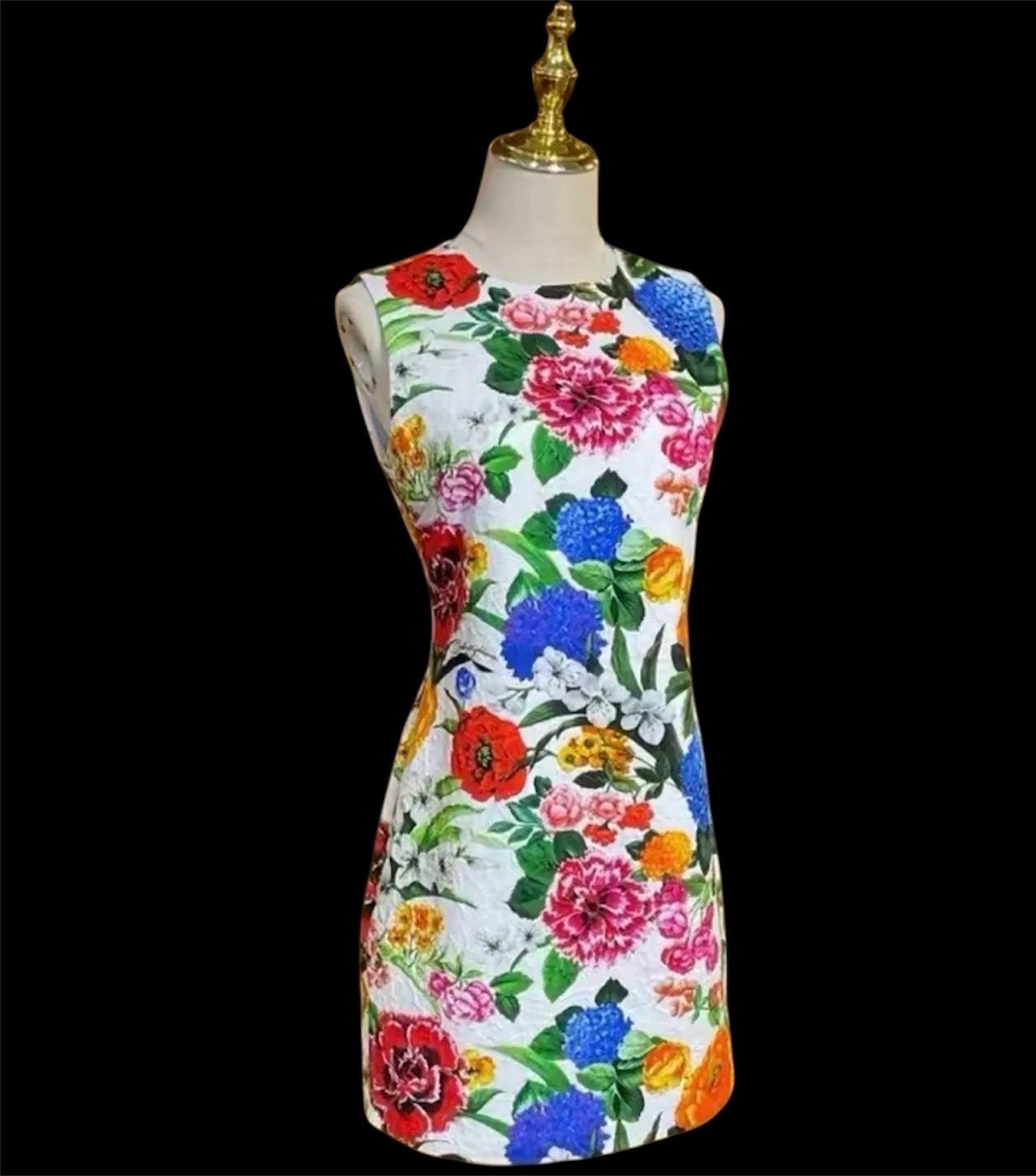 Handmade Italian Floral Print Mini Dress: Cotton Summer Dress