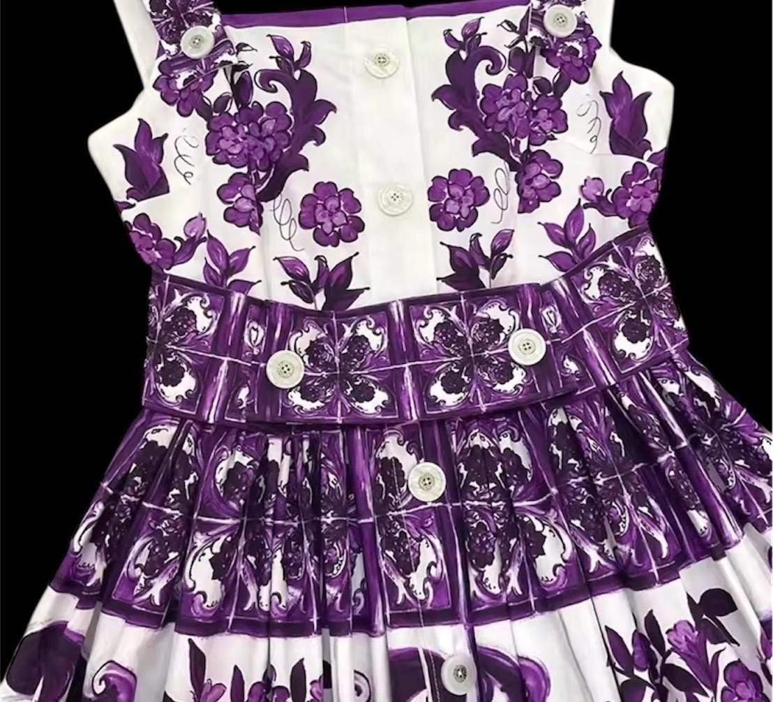 Handmade Majolica Print Cotton Dress: Italian Designer Summer Dress