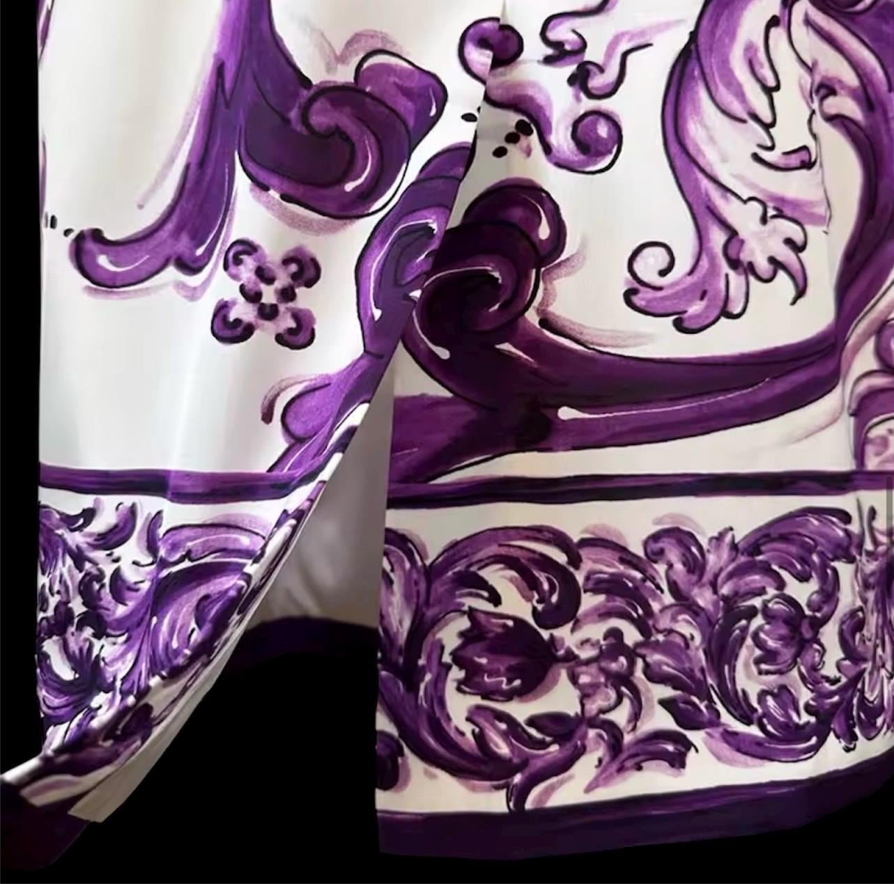 Handmade Italian Majolica Dress: Purple Cotton Summer Dress