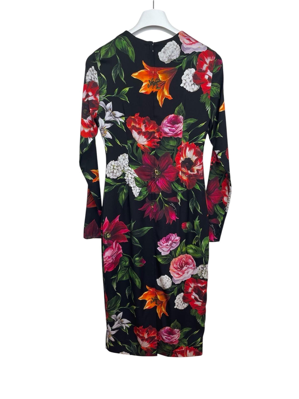Handmade Italian Long sleeves Floral print 100% silk dress