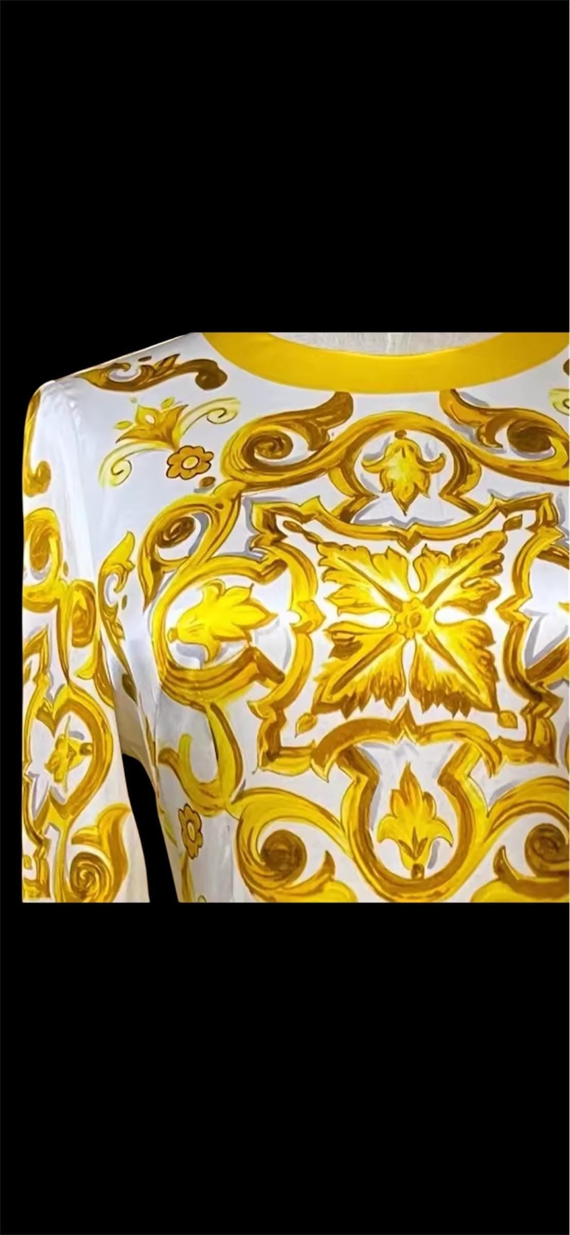 Italian Majolica Print Silk Dress: Designer Occasion Wear