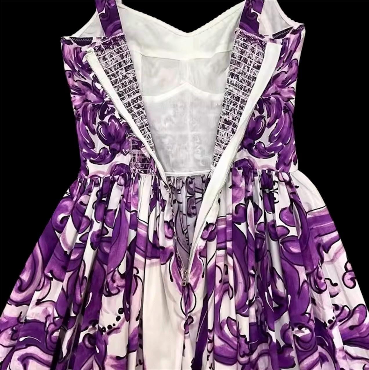 Handmade Italian Cotton Dress: Majolica Print Sicilian Style