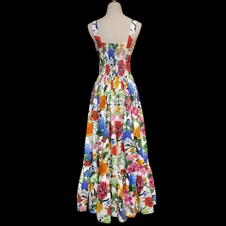 Italian Summer Luxury Multi Floral print 100% cotton dress