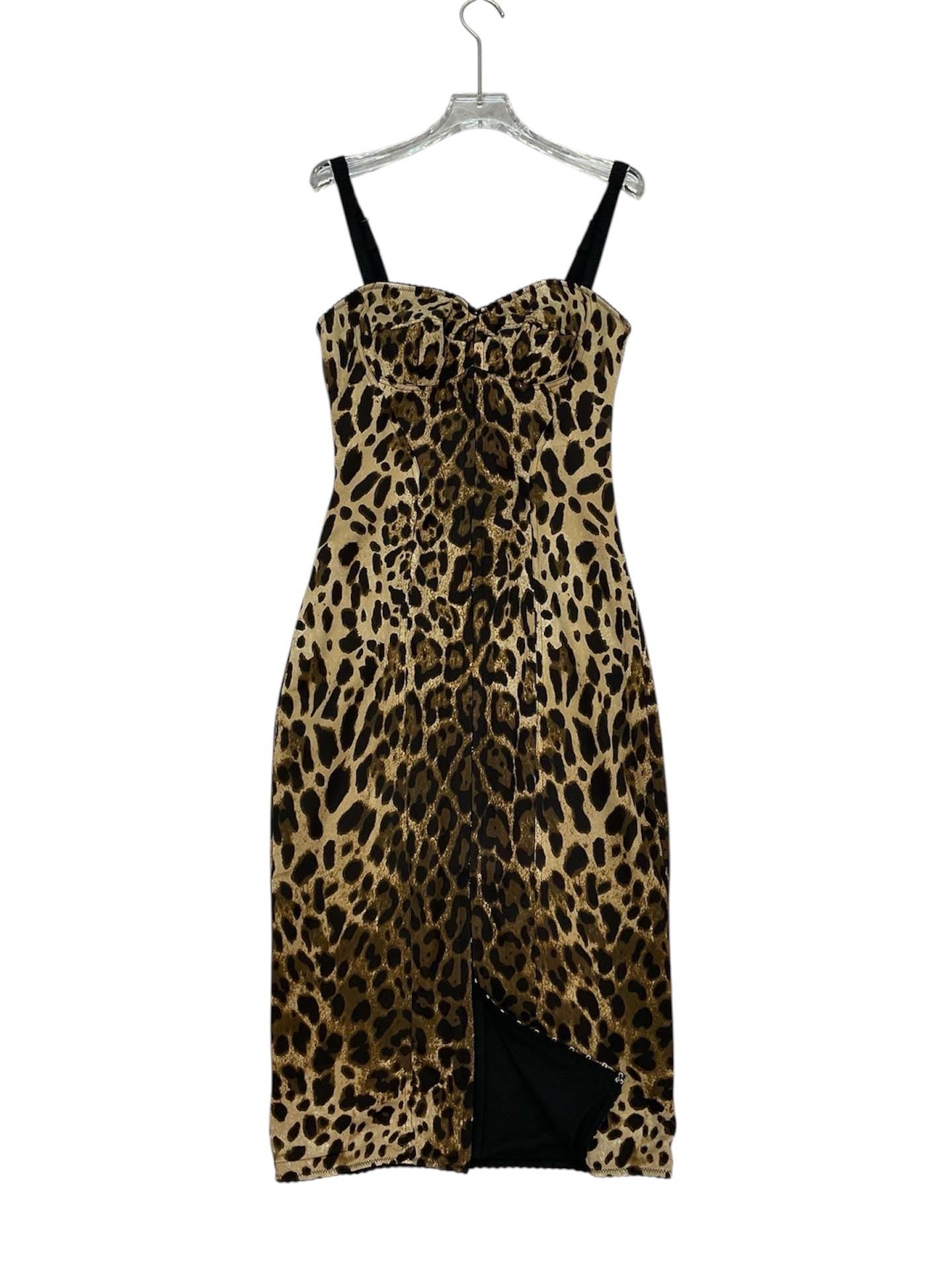 Hand made Italian Luxury Leopard print Animal print 100% silk dress Summer dress