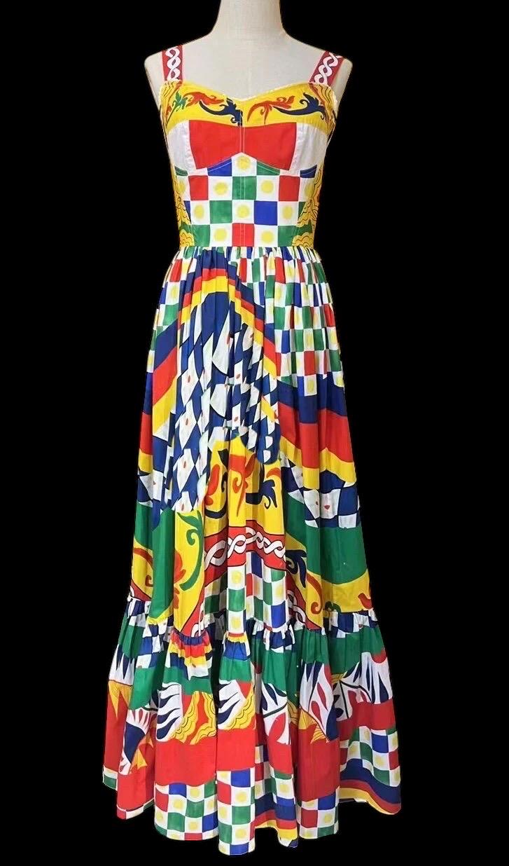 Designer Print Cotton Maxi Dress - Italian Fabric Summer Dress