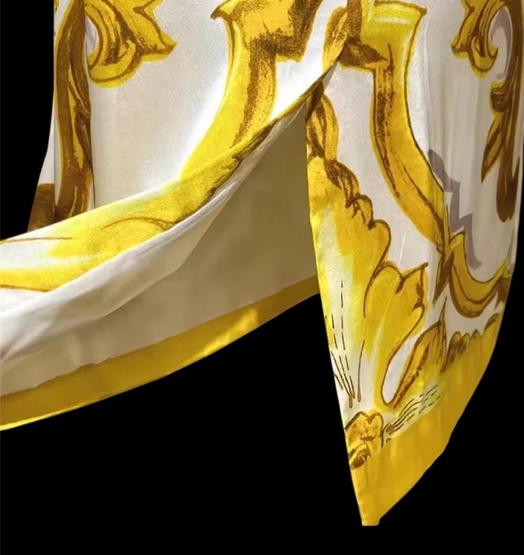 Italian Majolica Print Silk Dress: Designer Occasion Wear