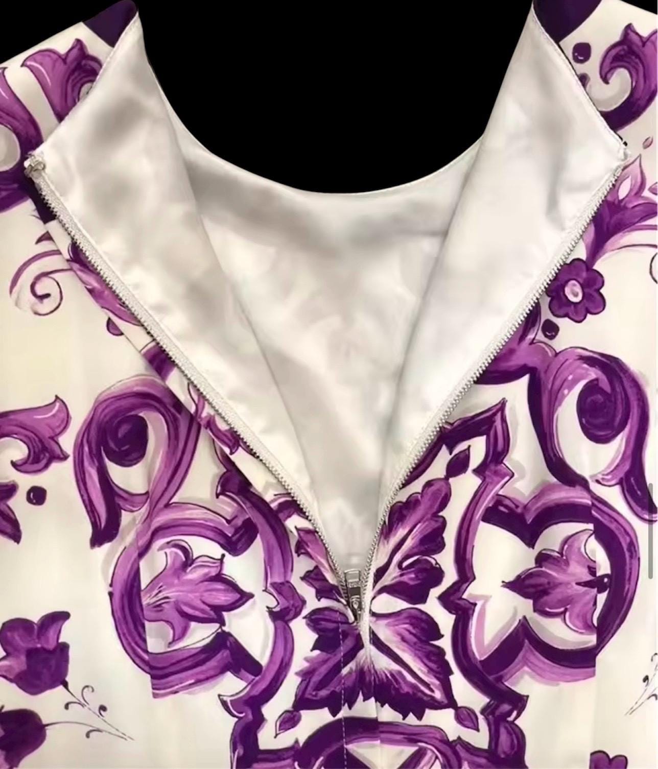 Italian Majolica Print Silk Dress: Designer Occasion Wear