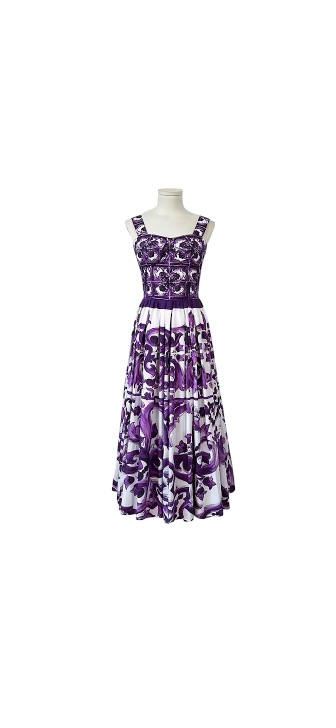 Handmade Majolica Print Cotton Dress: Italian Designer Summer Dress