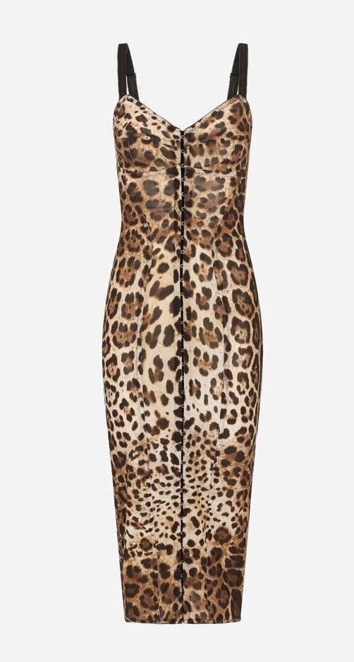 Hand made Italian Luxury Leopard print Animal print 100% silk dress Summer dress