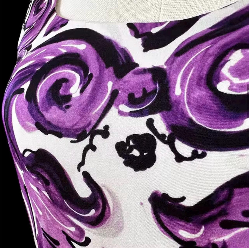 Handmade Italian Majolica Dress: Purple Cotton Summer Dress