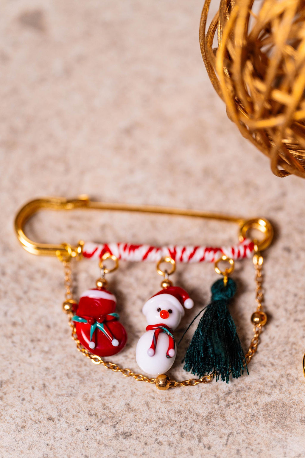 Handmade Murano Glass Christmas Brooch: Snowman or Penguin