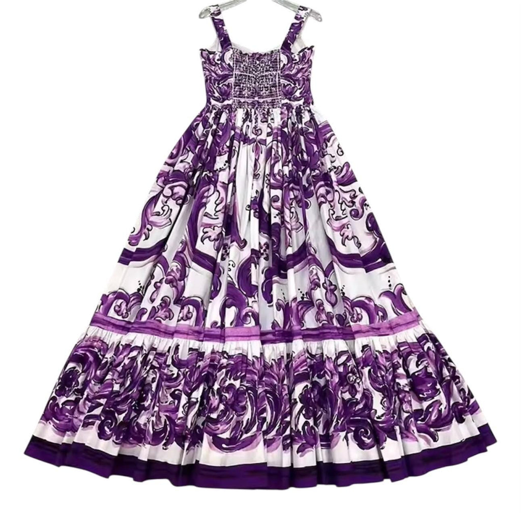 Handmade Italian Cotton Dress: Majolica Print Sicilian Style
