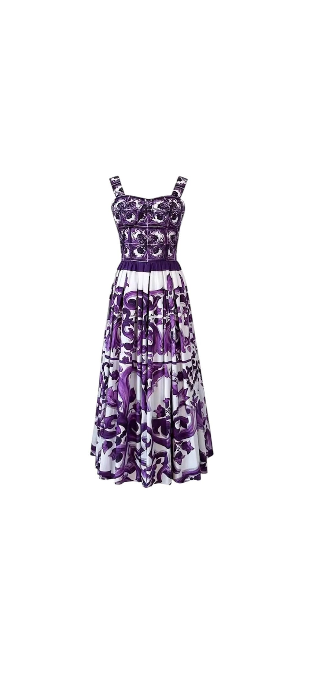 Handmade Majolica Print Cotton Dress: Italian Designer Summer Dress