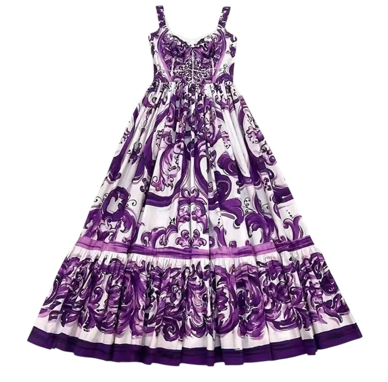 Handmade Italian Cotton Dress: Majolica Print Sicilian Style