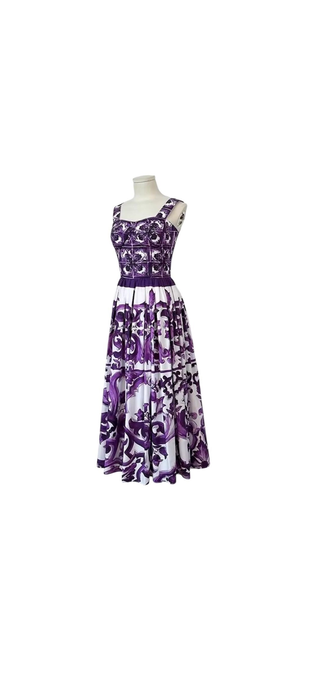 Handmade Majolica Print Cotton Dress: Italian Designer Summer Dress