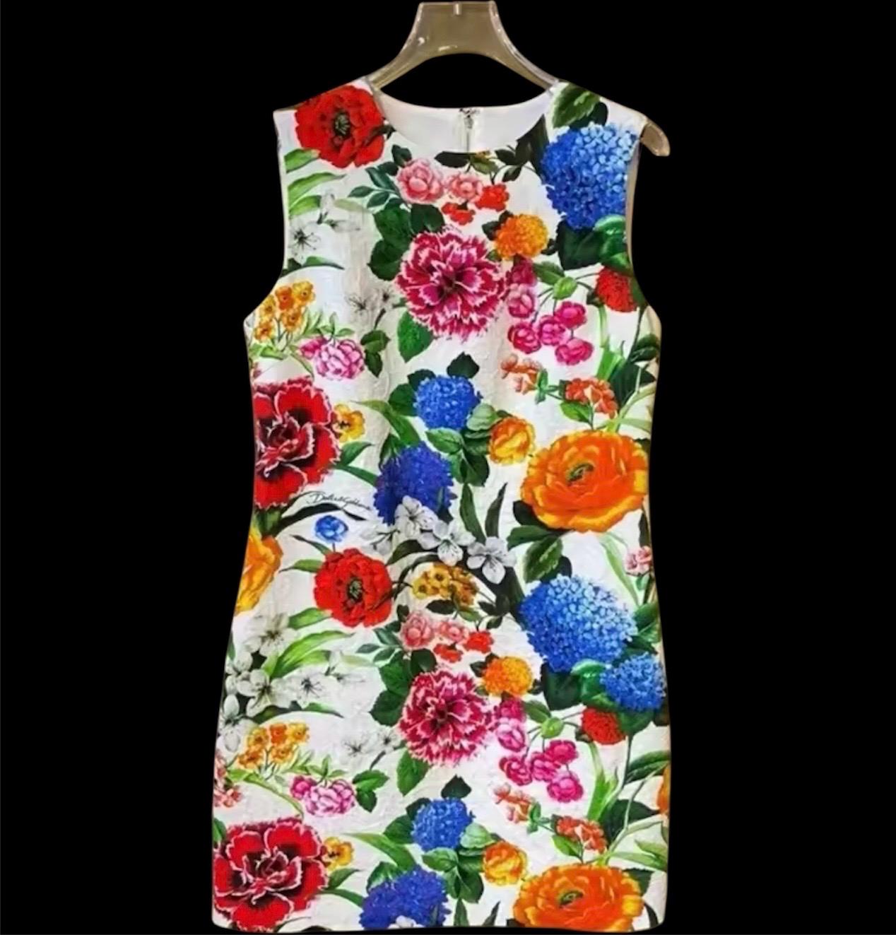Handmade Italian Floral Print Mini Dress: Cotton Summer Dress