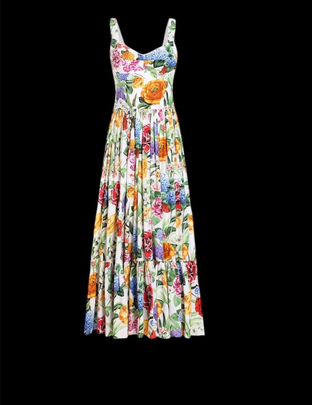 Italian Summer Luxury Multi Floral print 100% cotton dress