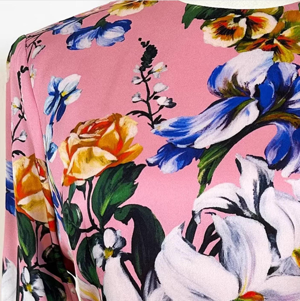 Italian Designer Magnolia print 100% silk dress