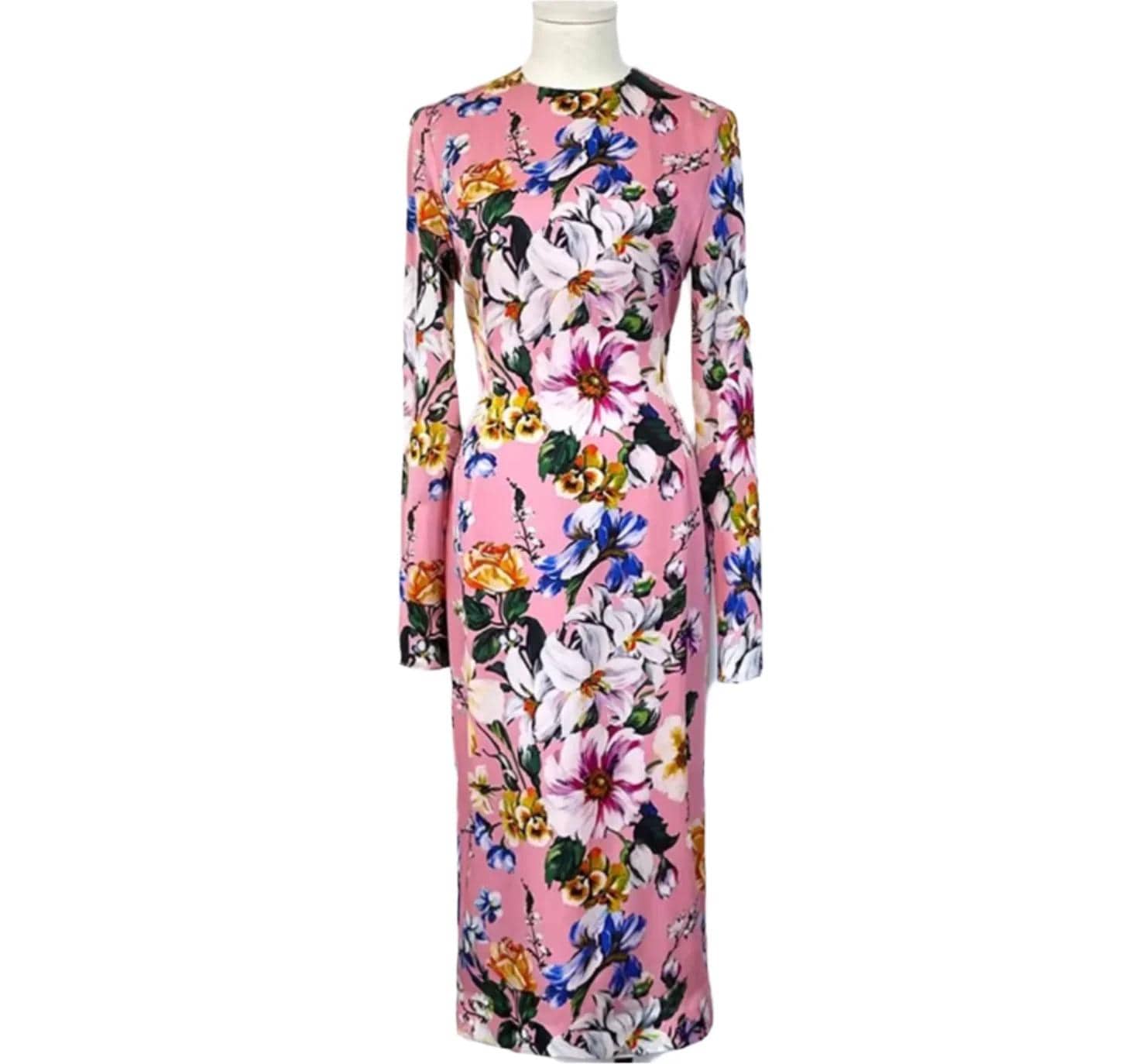 Italian Designer Magnolia print 100% silk dress