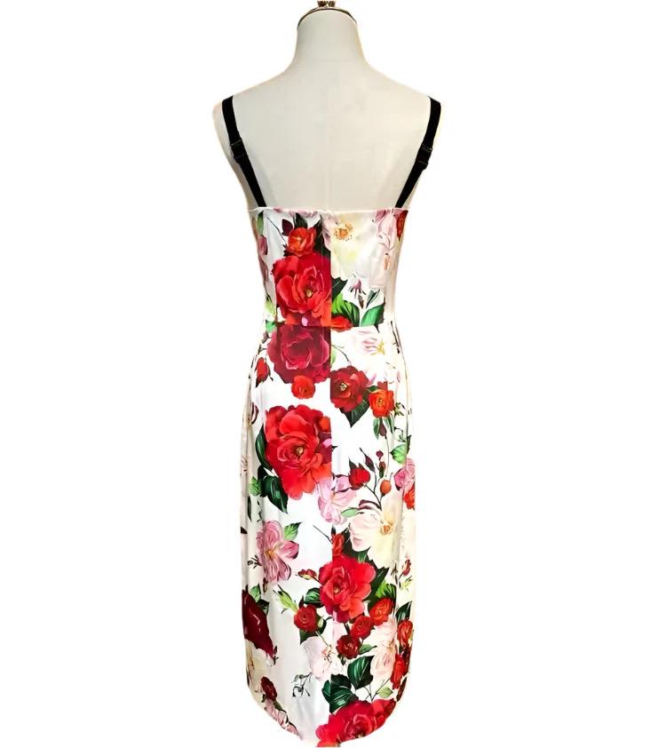 Italian Roses Peonies Print Silk Dress - Summer Style