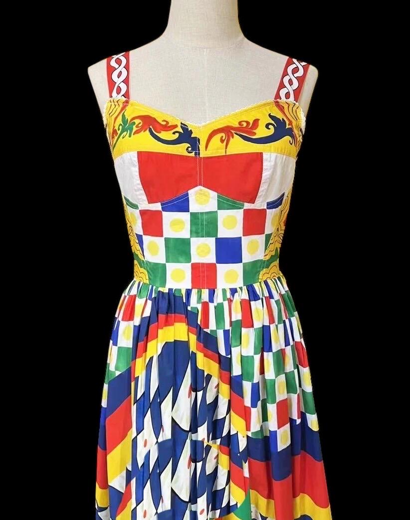 Designer Print Cotton Maxi Dress - Italian Fabric Summer Dress