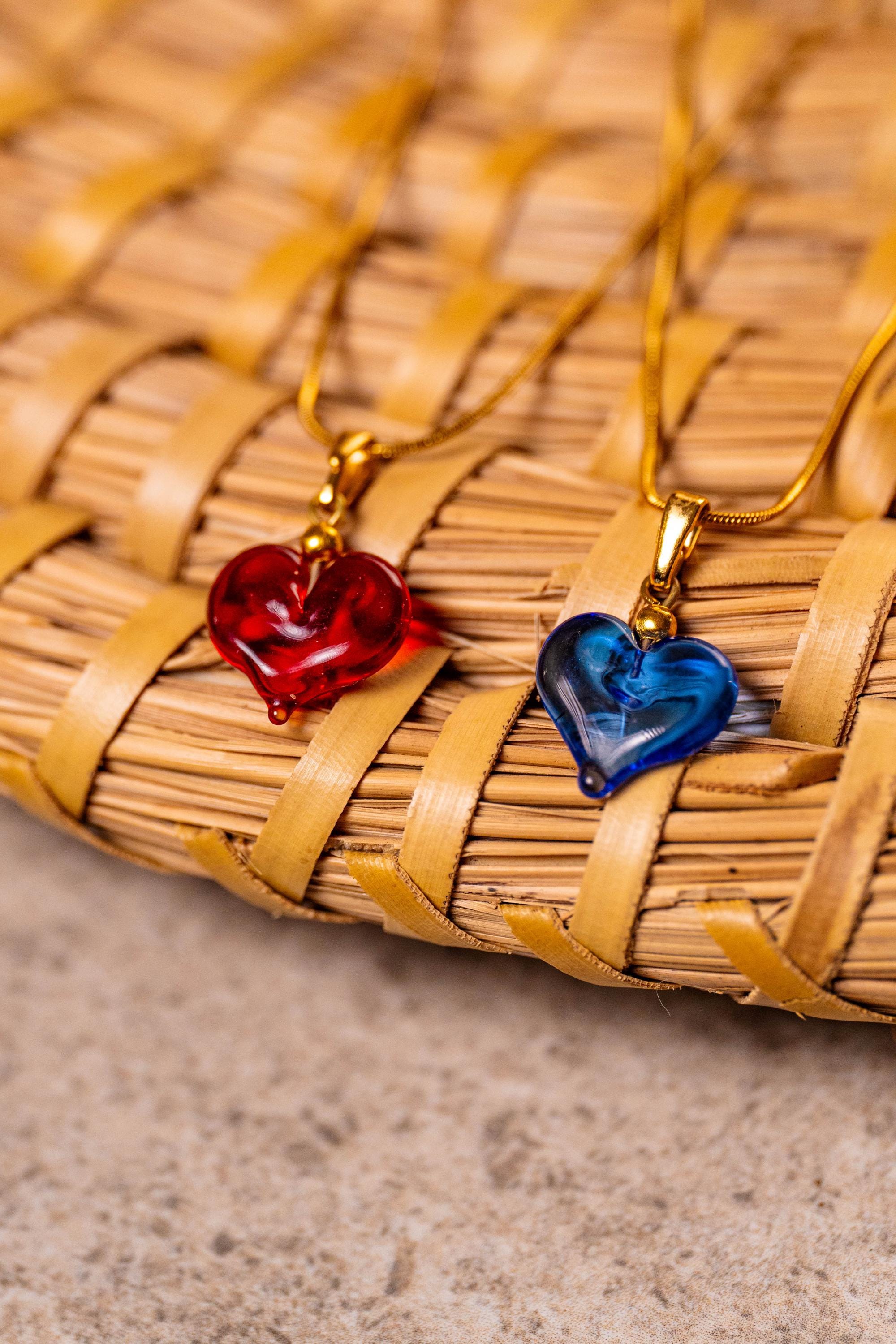 Gold plated Murano Glass Mini Heart Necklace by I Love Murano, Murano Glass Heart, Murano Glass Jewelry, Murano Glass Necklace