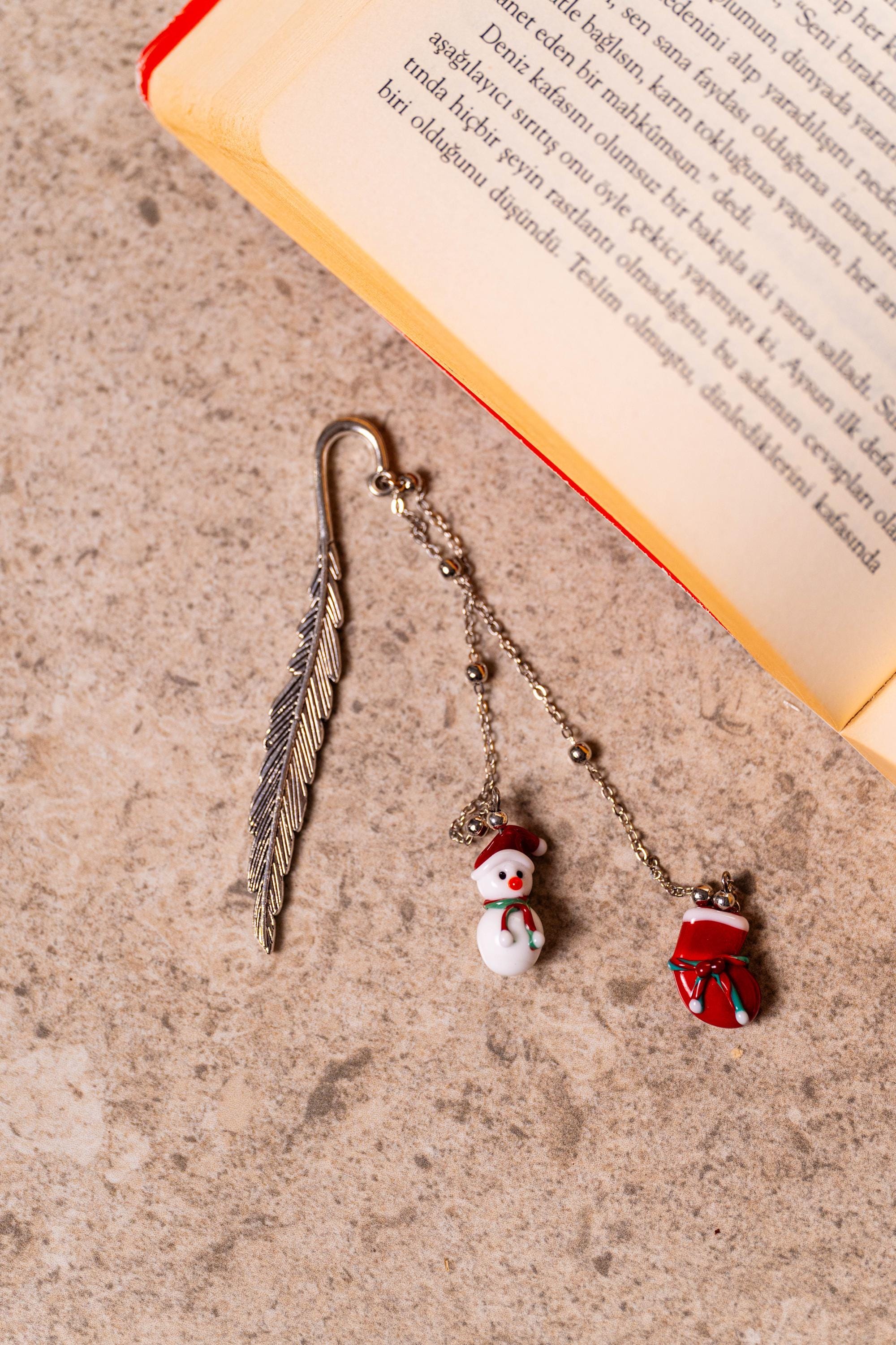 Handmade Murano Glass Metal Snowman or Penguin Bookmark Christmas Unique gift
