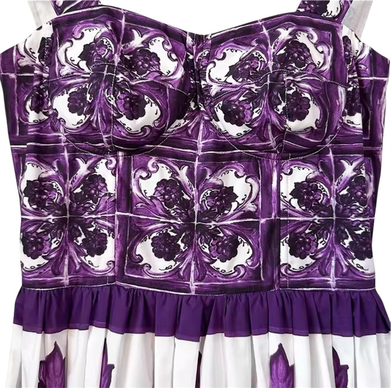 Handmade Majolica Print Cotton Dress: Italian Designer Summer Dress