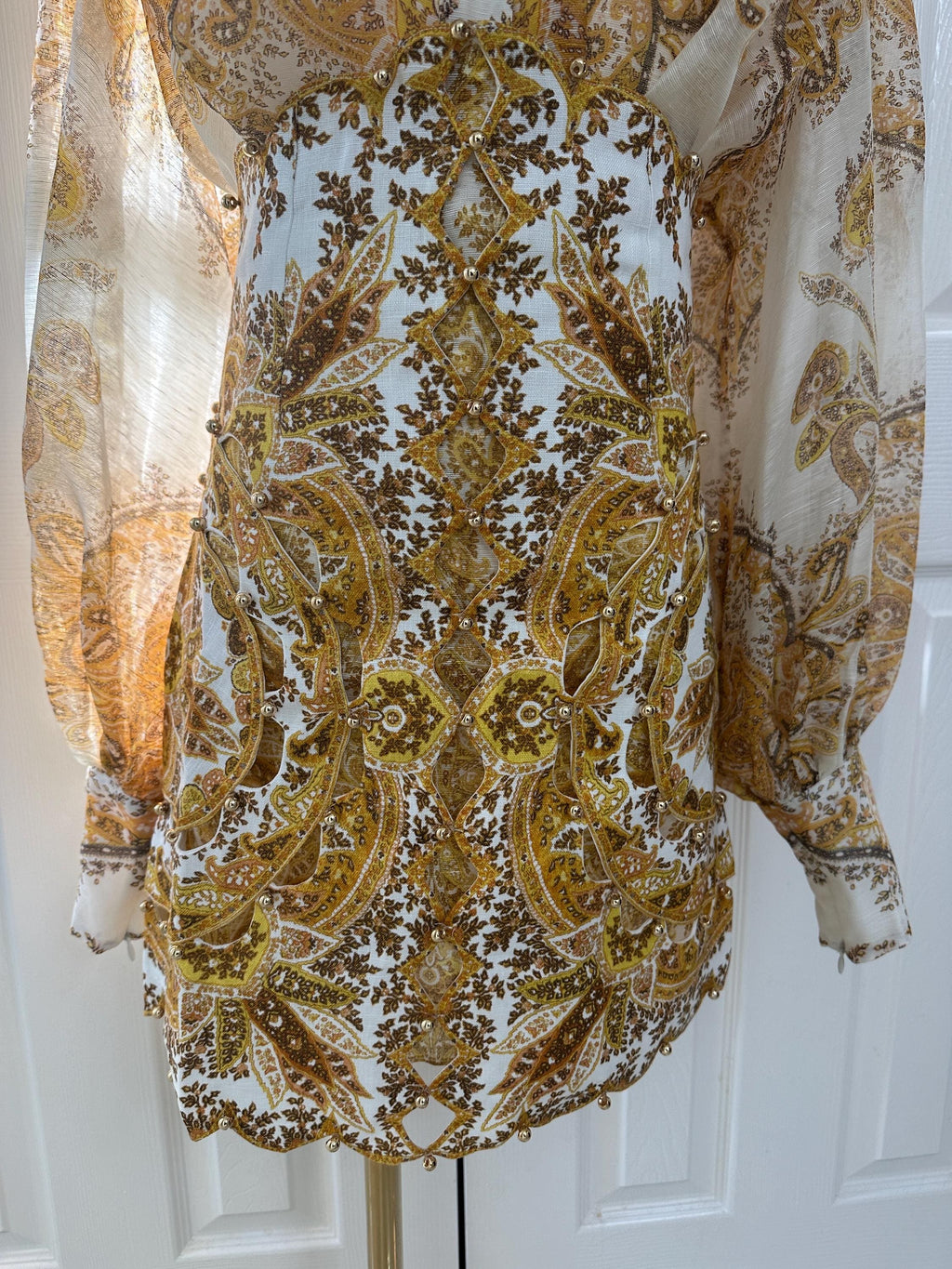 Handmade Linen Silk Mini Skirt Set: Italian Designer Print